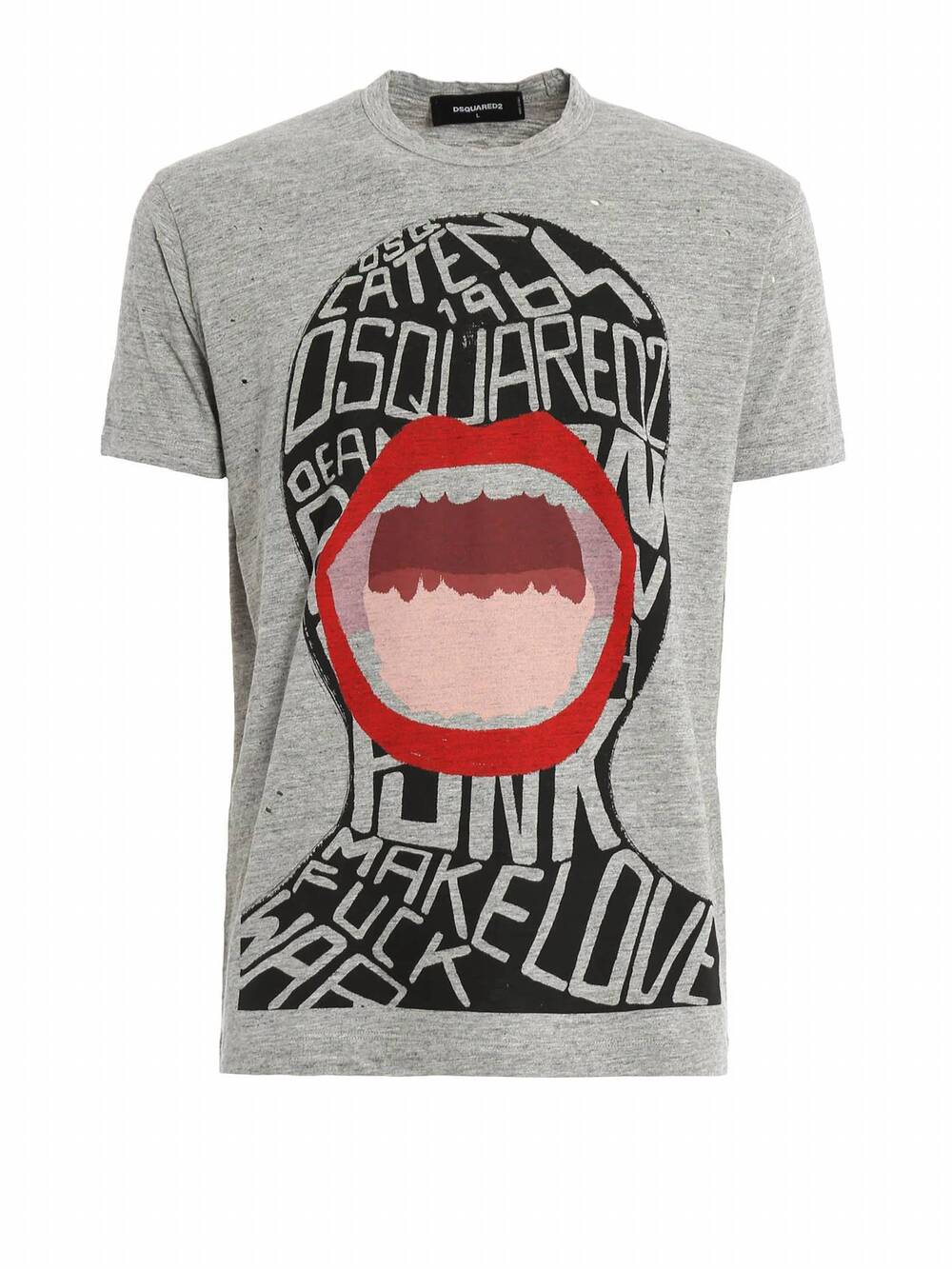 NEW DSQUARED2 women's drilled and printed t-shirt in grey